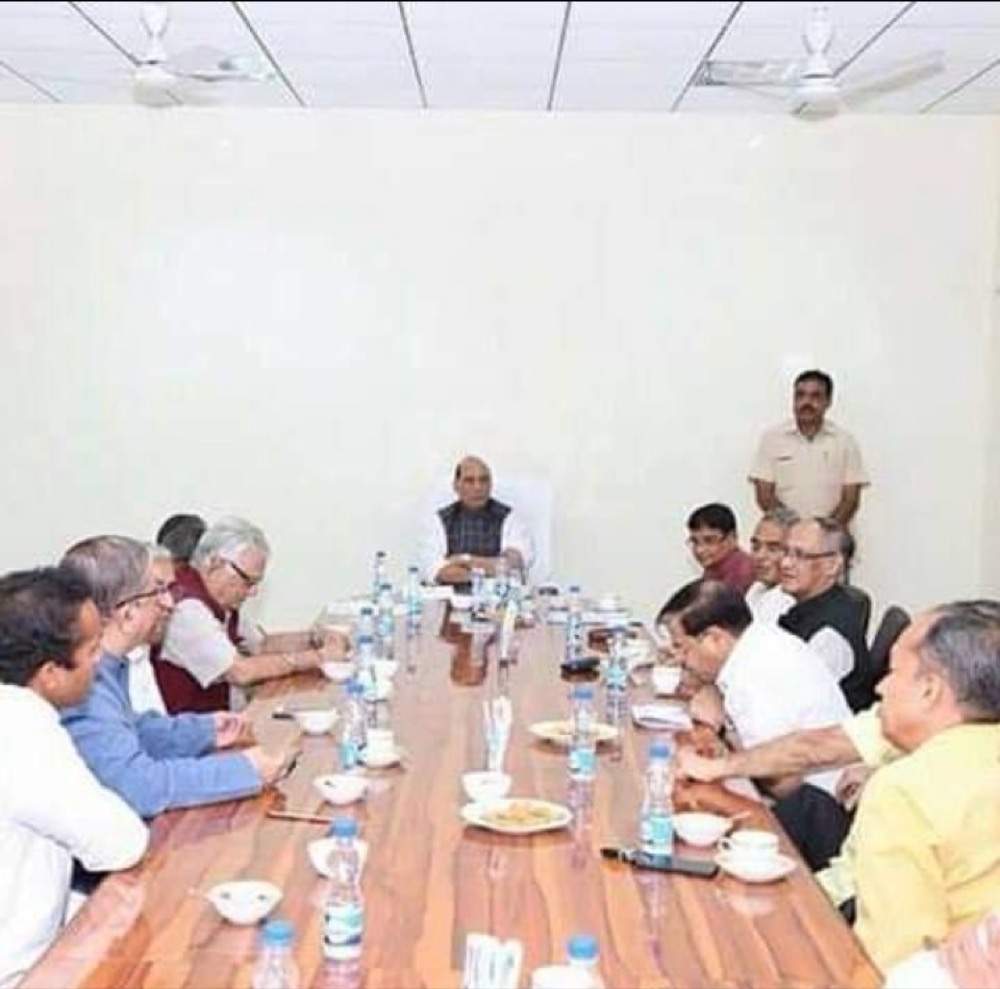 Suparno Moitra in a policy meeting with the Union Minister of Defence